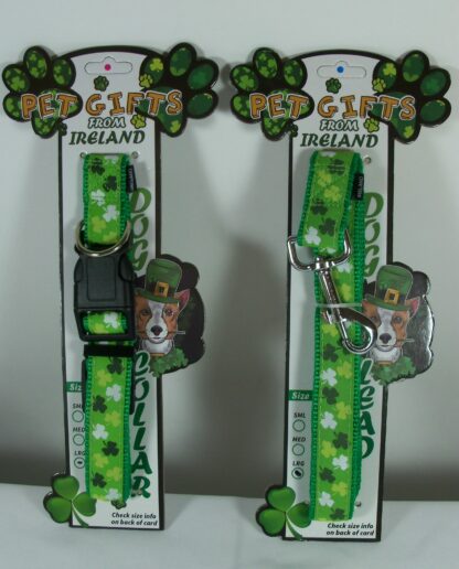 Authentic Irish Shamrock Dog Collar and Leash Combo - Large