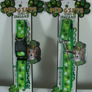 Authentic Irish Shamrock Dog Collar and Leash Combo - Large