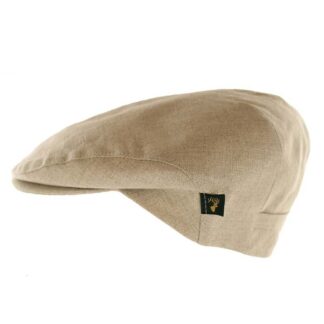 Mucros Weavers 100% Irish Linen Natural Flat Cap