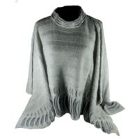 McConnell Woollen Mills 100% Lambswool Grey Poncho/Sweater $175.00