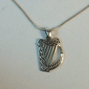 IRELAND'S NATIONAL SYMBOL IS THE HARP and Here is The Sterling Silver Necklace!