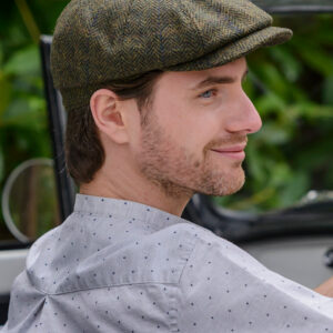 The Charcoal Herringbone - Authentic Newsboy Cap by Hanley - Donegal Tweed