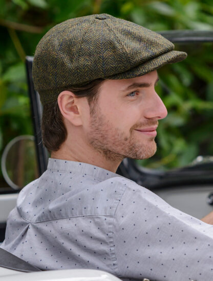 The Charcoal Herringbone - Authentic Newsboy Cap by Hanley - Donegal Tweed