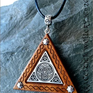 Black Walnut with fine pewter inlay featuring Triskele and Celtic knotwork - Unisex.