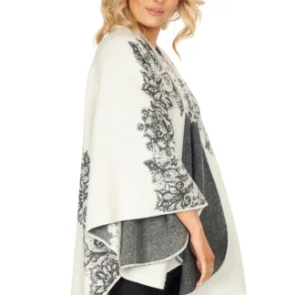 Jimmy Hourihan Cape: Floral With Lace Motif, Reversible