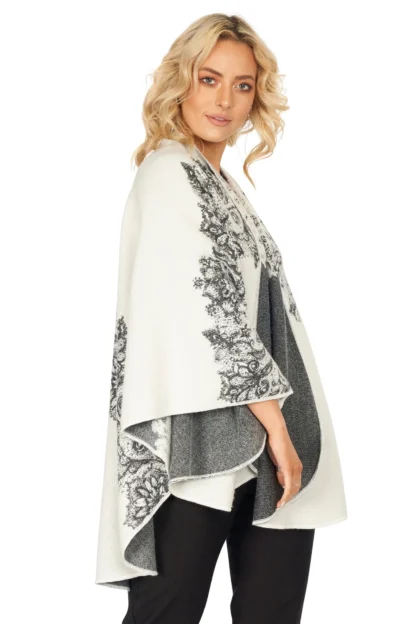 Jimmy Hourihan Cape: Floral With Lace Motif, Reversible
