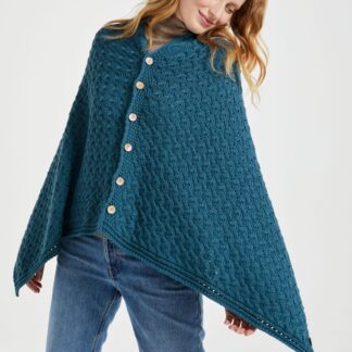 teal merino wool cape