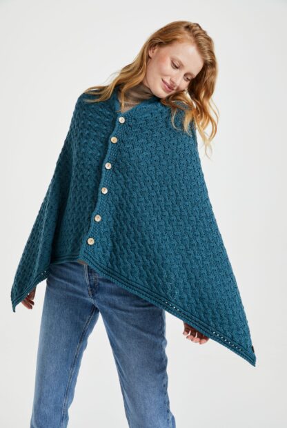 teal merino wool cape