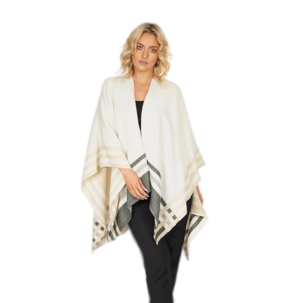 Jimmy Hourihan Hip-Length Cape – Shawl with Colour Block Design $109.00